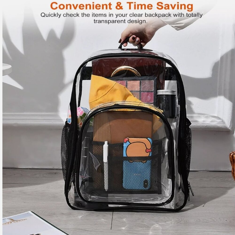 Full Size Clear PVC Backpack With Multi Pockets